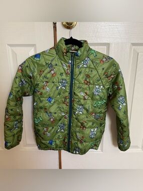 Disney Toy Story Puffer Jacket Kids 7 8 Buzz Woody Rex Forky Green